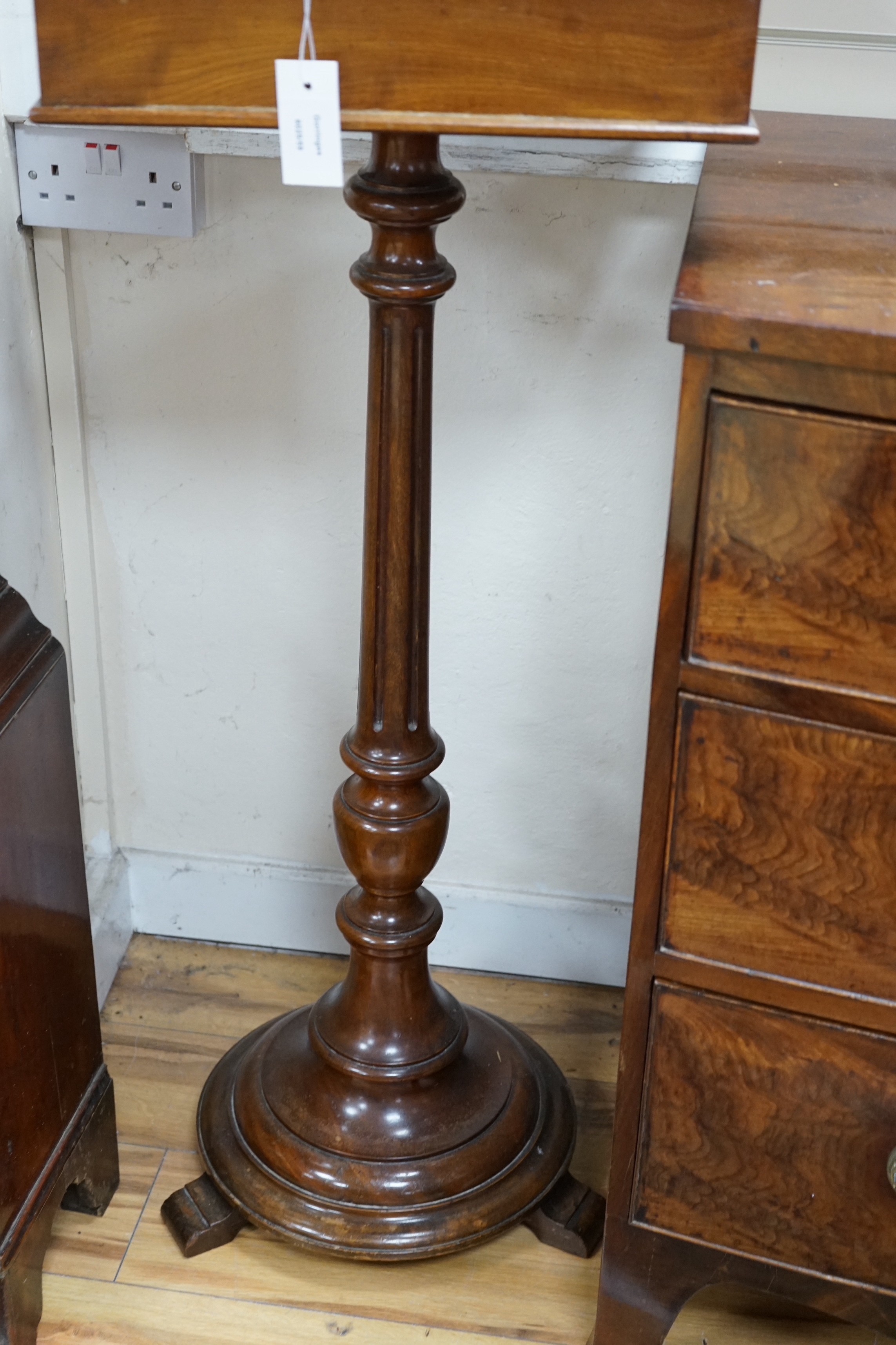 A Victorian mahogany shaving stand, width 42cm, depth 39cm, height 148cm